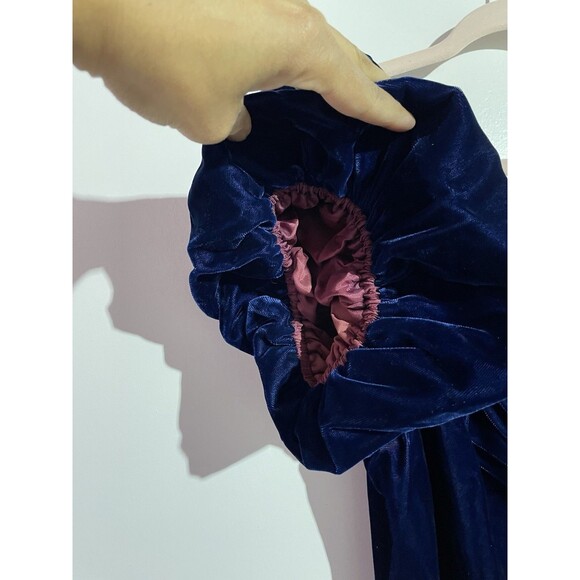 Vtg Y2K Velvet Dress 7/8 Blue Puff Sleeves Whimsigoth Holidays Prom Party USA - Picture 7 of 14